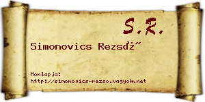 Simonovics Rezső névjegykártya